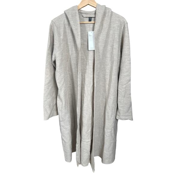 Eileen Fisher NWT 100% Wool Hooded The System Sweater Size Large - Picture 1 of 8